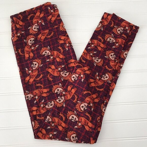 NWT LulaRoe OS Leggings Halloween Navy Blue Orange Wild Costume Whimsygoth - Picture 1 of 3